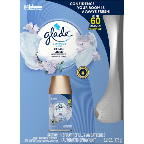 Glade Clean Linen Automatic Spray Kit - 6.20 oz - Clean Linen - 60 Day - 4 / Carton