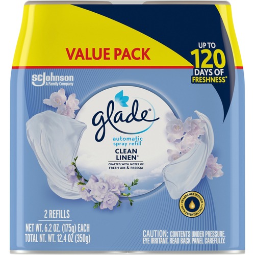 Glade Automatic Spray Refill Value Pack - 12.40 oz - Clean Linen - 60 Day - 2 / Pack - Long Lasting, Phthalate-free, Paraben-free, Formaldehyde-free