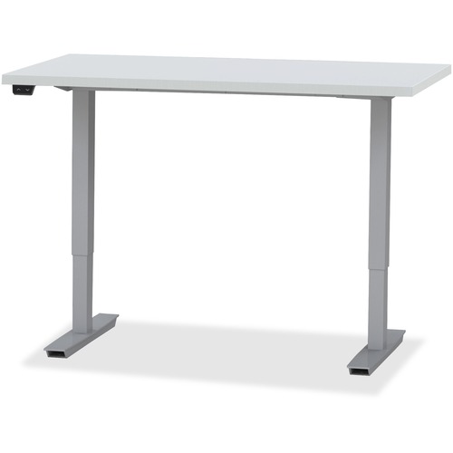 Safco ML-Series Height-Adjustable Table - Rectangle Top - Silver Metallic T-shaped, Powder Coated Base - 2 Legs - 220 lb Capacity - Adjustable Height - 28" to 47.60" Adjustment - 48" Table Top Length x 30" Table Top Width x 1.13" Table Top Thickness - Ass