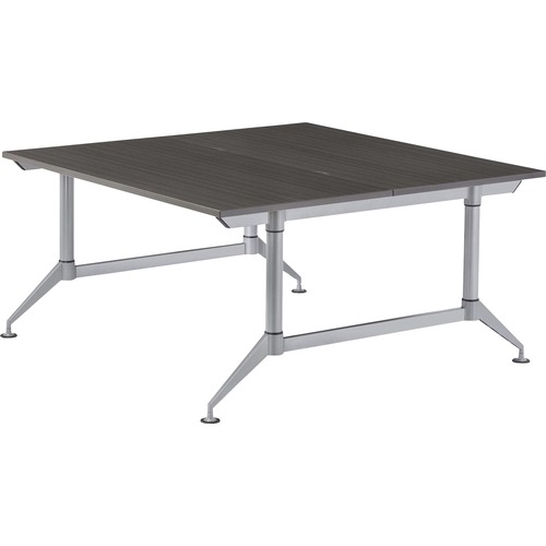 Safco EVEN Dual-Sided Workstation - Textured Drift Wood Square Top - Powder Coated Silver Base - 4 Legs - 200 lb Capacity - 48" Table Top Length x 48" Table Top Width x 1" Table Top Thickness - 29" HeightAssembly Required - Thermofused Laminate (TFL) Top 