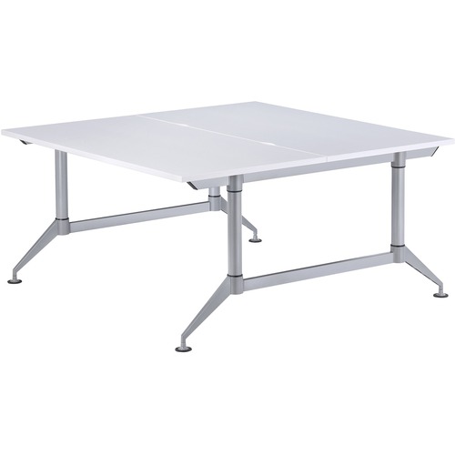 Safco EVEN Dual-Sided Workstation - Designer White Rectangle Top - Powder Coated Silver Base - 4 Legs - 200 lb Capacity - 48" Table Top Length x 72" Table Top Width x 1" Table Top Thickness - 29" HeightAssembly Required - Thermofused Laminate (TFL) Top Ma