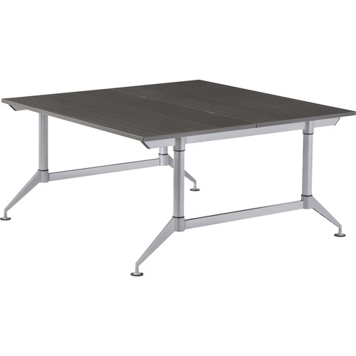 Safco EVEN Dual-Sided Workstation - Textured Drift Wood Rectangle Top - Powder Coated Silver Base - 4 Legs - 200 lb Capacity - 48" Table Top Length x 72" Table Top Width x 1" Table Top Thickness - 29" HeightAssembly Required - Thermofused Laminate (TFL) T