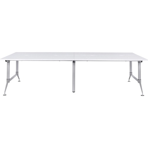Safco EVEN 4-Person Dual-sided Workstation - Designer White Rectangle Top - Powder Coated Silver Base - 6 Legs - 200 lb Capacity - 10 ft Table Top Width x 48" Table Top Depth x 1" Table Top Thickness - 29" Height - Assembly Required - Thermofused Laminate