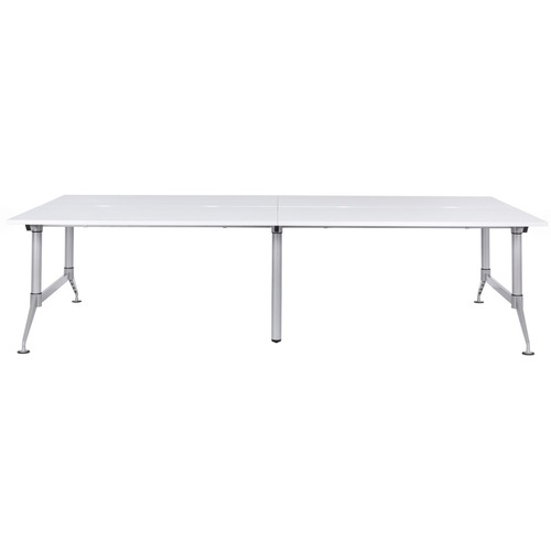 Safco EVEN 4-Person Dual-sided Workstation - Designer White Rectangle Top - Powder Coated Silver Base - 6 Legs - 200 lb Capacity - 12 ft Table Top Width x 48" Table Top Depth x 1" Table Top Thickness - 29" Height - Assembly Required - Thermofused Laminate