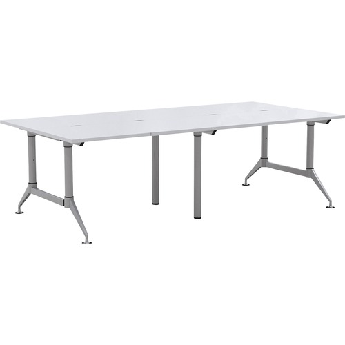 Safco EVEN 4-Person Dual-sided Workstation - Designer White Rectangle Top - Powder Coated Silver Base - 6 Legs - 200 lb Capacity - 96" Table Top Width x 48" Table Top Depth x 1" Table Top Thickness - 29" Height - Assembly Required - Thermofused Laminate (