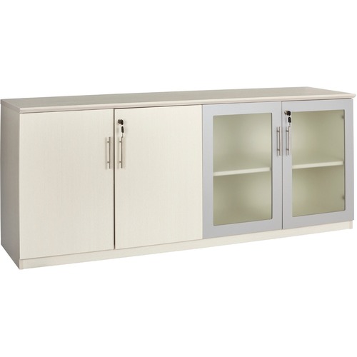 Safco Medina Textured Sea Salt Laminate Unit - 1" Work Surface, 72" x 20"29.5" Return, 0" Table Top, 17.9"1" x 26.4" Door - 4 Door(s) - 4 Shelve(s) - 4 Adjustable Shelf(ves) - Beveled Edge - Material: Medium Density Fiberboard (MDF) - Finish: Textured Sea