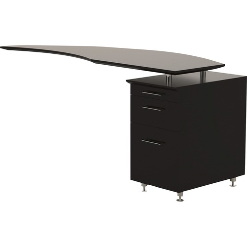 Safco Medina Mocha Laminate Office Unit - 1" Work Surface, 14.8"9.1" Drawer, 63" x 24"29.5" Return, 0" Table Top - 3 x Storage, Box, File Drawer(s) - Single Pedestal on Right Side - Beveled Edge - Material: Medium Density Fiberboard (MDF) - Finish: Mocha 