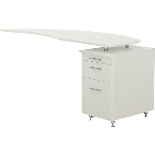 Safco Medina Textured Sea Salt Laminate Unit - 1" Work Surface, 14.8"9.1" Drawer, 63" x 24"29.5" Return, 0" Table Top - 3 x Storage, Box, File Drawer(s) - Single Pedestal on Right Side - Beveled Edge - Material: Medium Density Fiberboard (MDF) - Finish: T