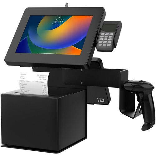 CTA Digital POS Station with Printer Stand, Magnetic Scanner Holder, Card Reader Holder & 2 Security Enclosures - Countertop - Metal, Steel