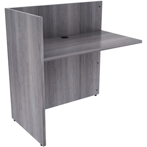 Lorell Essentials Series Reception Return - 1" Top, 42" x 24"41.5" - Material: Laminate - Finish: Weathered Charcoal