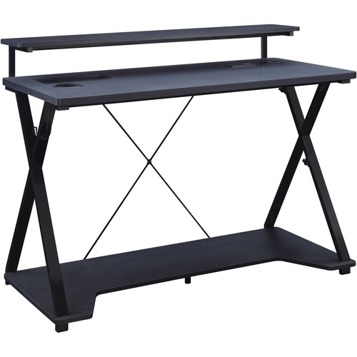 Office Star Checkpoint Ghost Battlestation Gaming Desk - Carbon Fiber Top - 36" Height x 47.8" Width x 24" Depth - Black