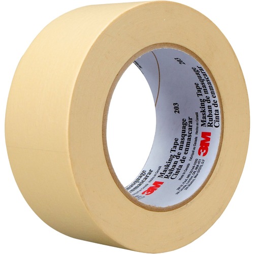 Highland General Purpose Masking Tape 203 - 60.1 yd (55 m) Length x 0.47" (12 mm) Width - Natural Rubber - Crepe Paper Backing - Beige