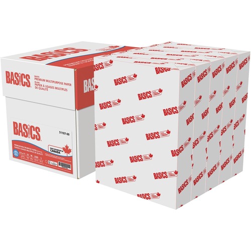 Basics Premium Multipurpose Paper - White - 96 Brightness - Letter - 8 1/2" x 11" - 20 lb Basis Weight - 2500 Sheets/ctn - FSC