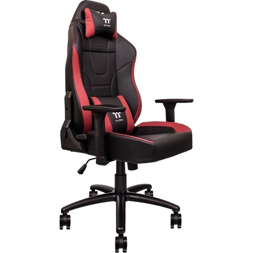 Thermaltake U Comfort Black-Red Gaming Chair - For Gaming - Foam, Polyvinyl Chloride (PVC), Faux Leather, Metal, Nylon, Aluminum - Black, Red