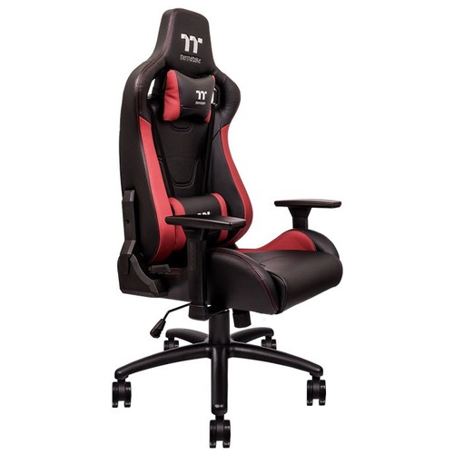 Thermaltake U Fit Black-Red Gaming Chair - For Gaming - Foam, Polyvinyl Chloride (PVC), Faux Leather, Metal, Nylon - Black, Red