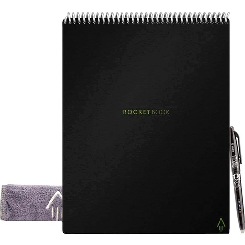Rocketbook Flip Notepad - 1 Subject(s) - 16 Sheets - 32 Pages - Dot Grid, Ruled - Letter - 8 1/2" x 11" - Black Cover - Reusable, Write on/Wipe off - 1 Each