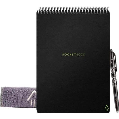 Rocketbook Flip Notepad - 1 Subject(s) - 18 Sheets - 36 Pages - Dot Grid, Ruled - Executive - 6" x 8 4/5" - Black Cover - Reusable, Write on/Wipe off - 1 Each