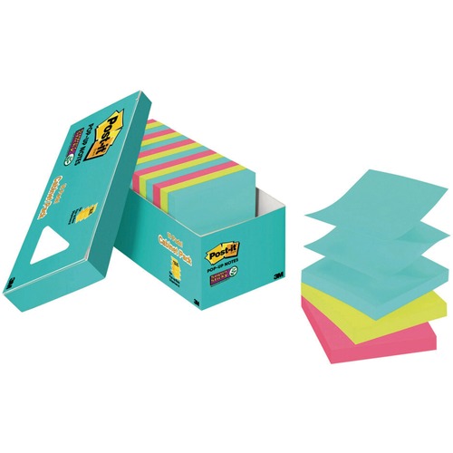 Post-it® Pop-up Adhesive Note - 3" x 3" - Square - Miami - Sticky - 18 / Pad - Adhesive Note Pads - MMMR33018SSMIACP