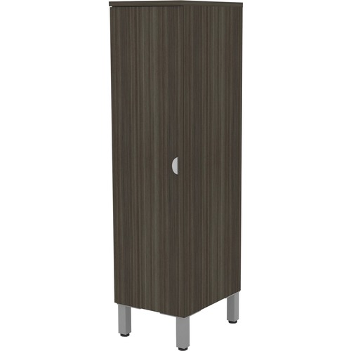 HDL Levels Series Wardrobe Storage with Riser Feet - 17.8" x 23.8" x 71.5" , 0.1" Edge - 4 Shelve(s) - Band Edge - Material: Metal Riser, Thermofused Laminate (TFL) - Finish: Gray Dusk, Silver Scoop