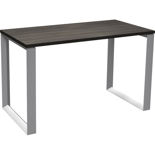 HDL Soho Table Desk with Loop Legs - 0.1" Edge, 48" x 24" - Band Edge - Material: Thermofused Laminate (TFL) Top - Finish: Gray Dusk Top, Silver Leg