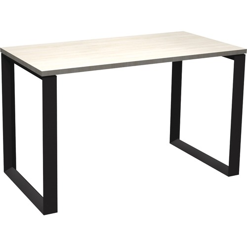HDL Soho Table Desk with Loop Legs - 0.1" Edge, 48" x 24" - Band Edge - Material: Thermofused Laminate (TFL) Top - Finish: Winter Wood Top, Black Metal Leg