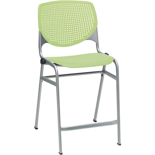 KFI Bar Stool - Lime Green Polypropylene Seat - Lime Green Polypropylene Back - Powder Coated Black Steel Frame - Four-legged Base - 1 Each