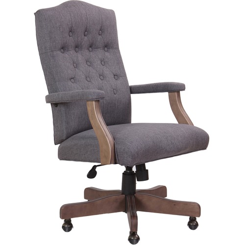 Boss Executive Commercial Linen Chair - Slate Gray Linen Seat - Slate Gray Linen Back - Driftwood Frame - Mid Back - 5-star Base - Armrest - 1 Each