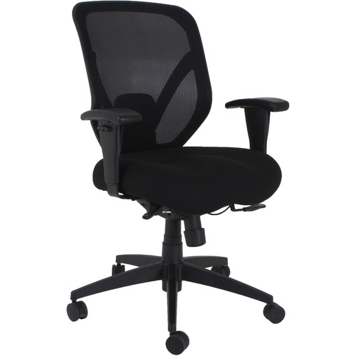 Lorell Executive Mesh High-Back Office Chair - Black Fabric Seat - Black Mesh Back - High Back - 5-star Base - Armrest - 1 Each