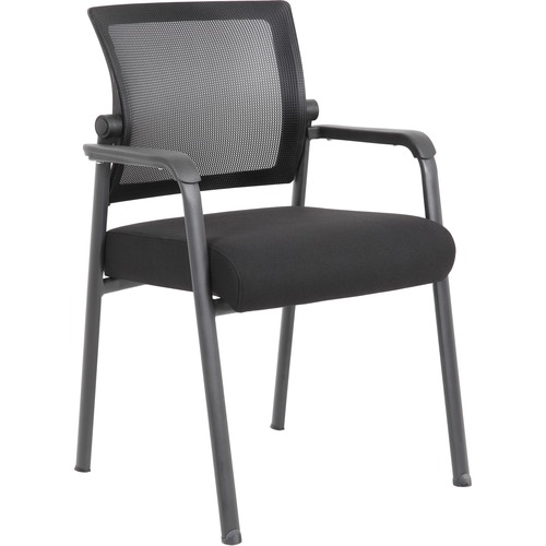 Boss Mesh 4-Legged Guest Chair - Black Seat - Black Mesh Back - Tubular Steel Frame - Four-legged Base - 1 / Carton