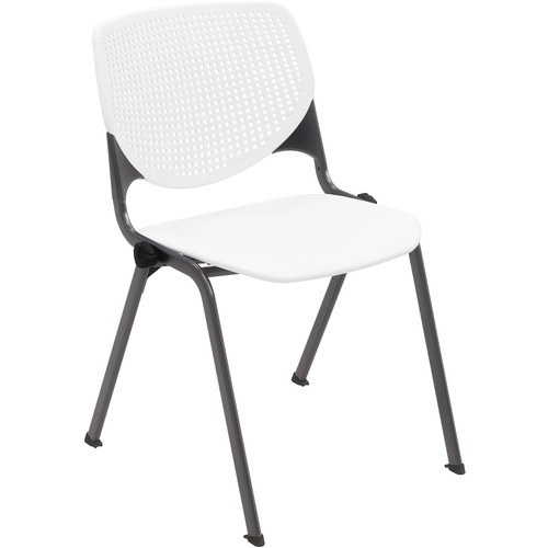 KFI Stacking Chair - White Polypropylene Seat - White Polypropylene Back - Steel Frame - Four-legged Base - 1 Each