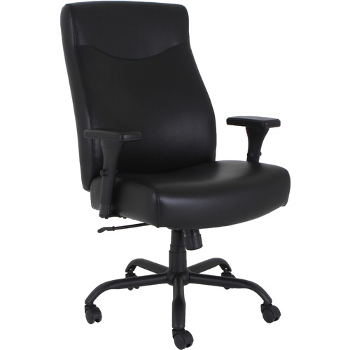 Lorell Big & Tall Executive High-Back Chair With Adjustable Arms - Black Bonded Leather Seat - Black Bonded Leather Back - High Back - 5-star Base - Armrest - 1 Each
