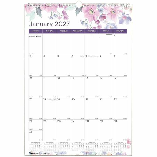 Brownline Desk Pad Calendar - Medium - Regular - Monthly - January 2026 to December 2026 - White Sheet - Desk Pad - 17" Height - 1