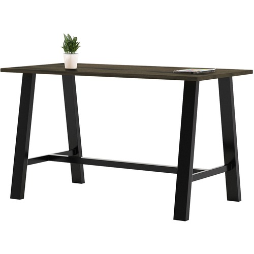 KFI Midtown Base Cafe Table - Rectangle Top - Sawhorse Leg Base - 4 Legs - 72" Table Top Length x 36" Table Top Width - Assembly Required - Barnwood - Solid Wood Top Material - 1 Each