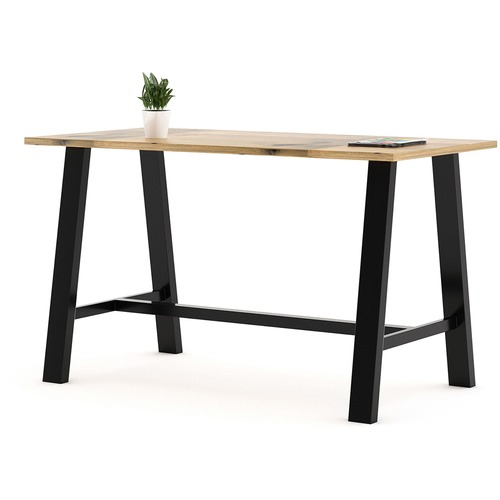 KFI Midtown Base Cafe Table - Rectangle Top - Sawhorse Leg Base - 4 Legs - 72" Table Top Length x 36" Table Top Width - Assembly Required - Natural - Solid Wood Top Material - 1 Each