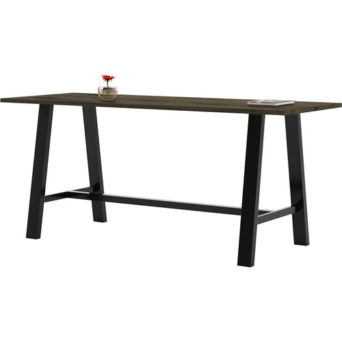 KFI Midtown Base Cafe Table - Rectangle Top - Sawhorse Leg Base - 4 Legs - 84" Table Top Length x 36" Table Top Width - Assembly Required - Brownwood - Solid Wood Top Material - 1 Each
