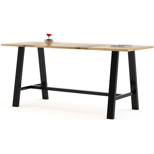 KFI Midtown Base Cafe Table - Rectangle Top - Sawhorse Leg Base - 4 Legs - 84" Table Top Length x 36" Table Top Width - Assembly Required - Natural - Solid Wood Top Material - 1 Each
