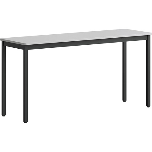 Lorell Utility Table - Gray Rectangle, Laminated Top - Powder Coated Black Base - 500 lb Capacity - 59.88" Table Top Width x 18.13" Table Top Depth - 30" Height - Assembly Required - Melamine Top Material - 1 Each