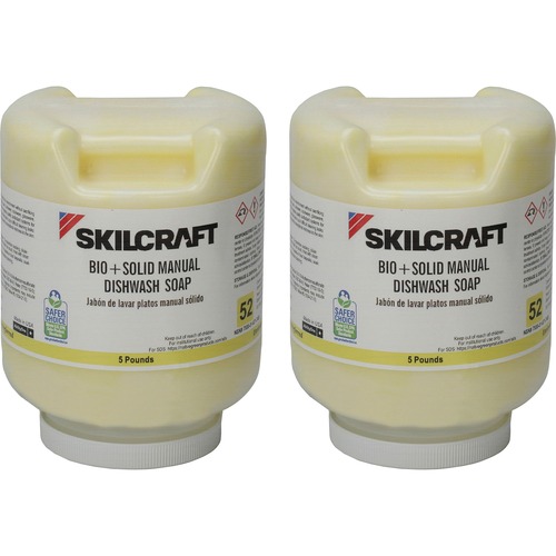 SKILCRAFT® Manual Dish Soap - Concentrate - 80 oz (5 lb) - Pleasant Scent - pH Neutral - Yellow Bottle - 2 / Box