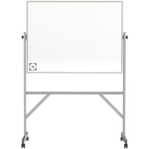 Ghent Hygienic Porcelain Mobile Whiteboard with Aluminum Frame - 48" (4 ft) Width x 36" (3 ft) Height - White Porcelain Surface - Aluminum Frame - Eraser Included - 1 Each