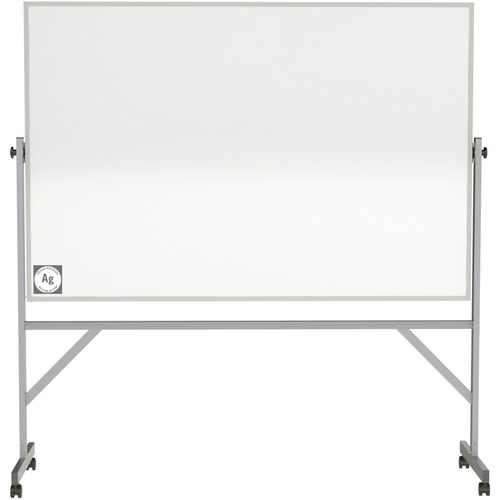 Ghent Hygienic Porcelain Mobile Whiteboard with Aluminum Frame - 96" (8 ft) Width x 48" (4 ft) Height - White Porcelain Surface - Aluminum Frame - Eraser Included - 1 Each