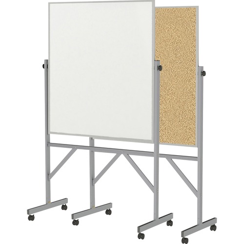 Ghent Reversible Cork Bulletin Board/Non-Magnetic Whiteboard with Aluminum Frame - 36" (3 ft) Width x 48" (4 ft) Height - Natural White Surface - Aluminum Frame - Eraser Included