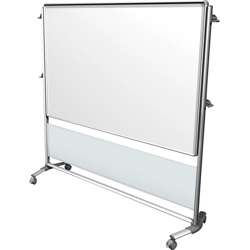 Ghent Nexus Dry Erase Board Easel - 70" (5.8 ft) Width x 46" (3.8 ft) Height - White Porcelain Surface - Frosted Acrylic Frame - Magnetic - Eraser Included - 1 Each
