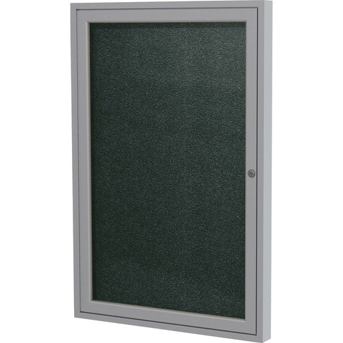 Ghent 1 Door Enclosed Vinyl Bulletin Board with Satin Frame - 24" Height x 18" Width - Ebony Vinyl Surface - Weather Resistant, Water Resistant, Damage Resistant, Tackable, Lockable, Durable, Self-healing, Shatter Resistant, Customizable, Tamper Proof, Fl