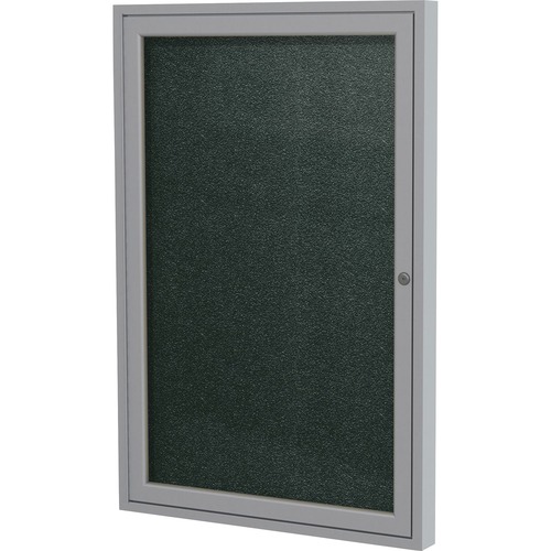 Ghent 1 Door Enclosed Vinyl Bulletin Board with Satin Frame - 36" Height x 24" Width - Ebony Vinyl Surface - Weather Resistant, Water Resistant, Damage Resistant, Tackable, Lockable, Durable, Self-healing, Shatter Resistant, Customizable, Tamper Proof, Fl