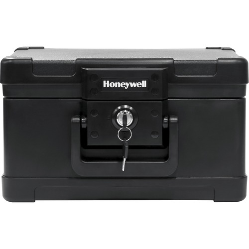 Honeywell 1502 Security Chest - 0.15 ft³ - Key Lock - Fire Resistant, Water Resistant, Water Proof, Damage Resistant - for Envelope, USB Drive, CD, Document, Digital Media, Residential - Internal Size 4.60" x 9.60" x 6" - Overall Size 7.3" x 12.4" x 9.8" 