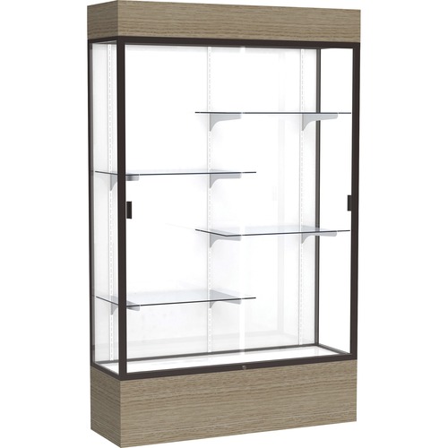 Waddell Reliant Display Cabinet - 48" x 16" x 80" - 4 x Shelf(ves) - Sliding Door(s) - Durable, Adjustable Shelf, Lockable, LED Light - TAA Compliant