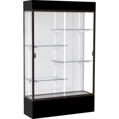 Waddell 4' (48"W) Floor Case - 48" Width x 16" Depth x 80" Height - 4 x Shelf(ves) - Sliding Door(s) - Adjustable Shelf, Lockable, LED Light, Sturdy, Leveler - TAA Compliant