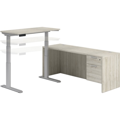 HDL Innovations Office Furniture Suite - 1" Top, 0.1" Edge, 24" x 48"50" Desk, 30" Credenza - Box, File Drawer(s) - Finish: Winter Wood