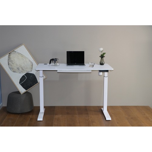 HDL Rise Table Desk - Laminated Top - Two Leg Base - 2 Legs - 48" Table Top Width x 24" Table Top Depth x 0.8" Table Top Thickness - 48" Height - White