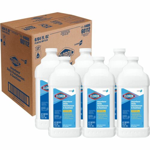 CloroxPro™ Anywhere Daily Disinfectant & Sanitizer - 64 fl oz (2 quart)Bottle - 6 / Carton - Rinse-free, Low Odor, Residue-free, pH Balanced - White
